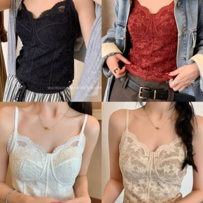 纯欲绝美蕾丝纯欲风吊带女性感免胸垫可外背心修身显瘦内衣上衣【3天内发货】