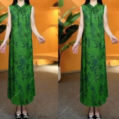 2025夏季改良旗袍新款显瘦无袖气质背心中式女装宽松连衣裙长裙