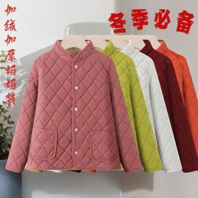 灯芯绒棉袄加绒加厚保暖时尚小条绒外套潮流女士棉服