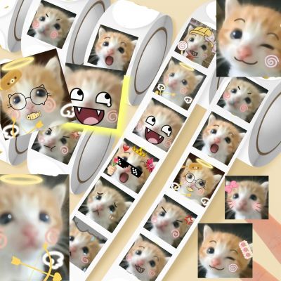 【死对头小猫】2000贴爆款可爱表情猫meme萌宠卷卷贴手账桌面贴画