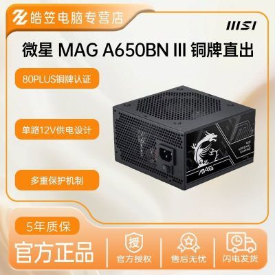 ���ڲ�����΢��A650BN  ͭ��ֱ��ATX3.1/PCIE5.1 ͭ��ֱ��650�� ��Դ 279Ԫ