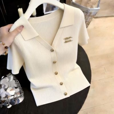 2026夏季新款(80-200)大码韩版轻奢翻领短袖针织衫时尚针织衫女【5天内发货】