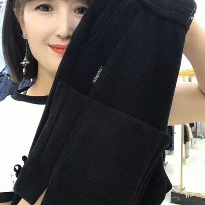 直筒裤新款2026春夏休闲裤欧条绒面料洋气时尚百搭宽松高腰裤子