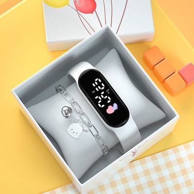 爱心手表女学生韩版简约时尚森系运动手环表防水夜光儿童电子表男