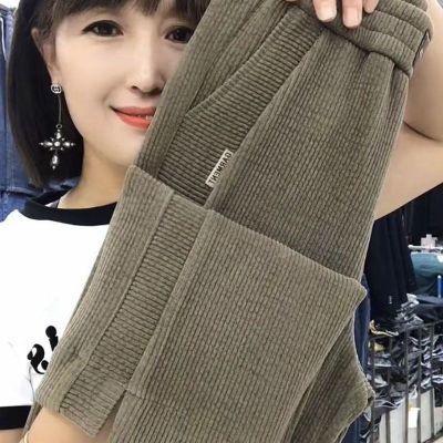 直筒裤新款2026春夏休闲裤欧条绒面料洋气时尚百搭宽松高腰裤子