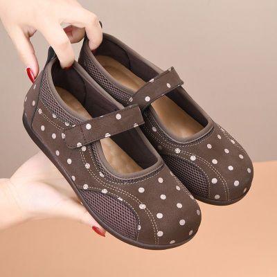 春夏季新款老北京单鞋休闲布鞋女波点网眼透气防臭舒适女鞋软底鞋