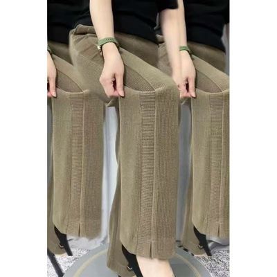 直筒裤新款2026春夏休闲裤欧条绒面料洋气时尚百搭宽松高腰裤子