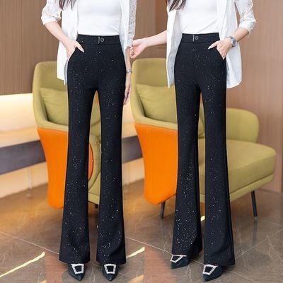 星空闪粉微喇裤2026春季新款松紧腰显瘦百搭裤子满天星裤子男