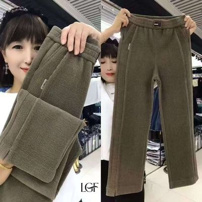 直筒裤新款2026春夏休闲裤欧条绒面料洋气时尚百搭宽松高腰裤子