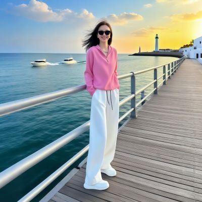 2026超火穿搭一整套春秋季新款女士减龄粉色连帽卫衣阔腿裤两件套