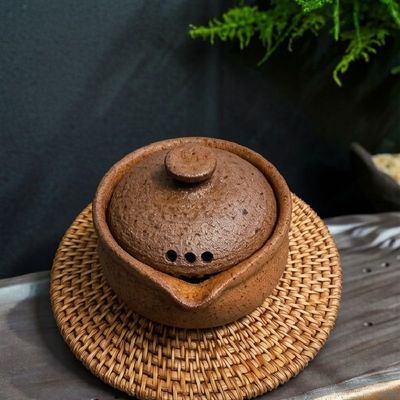 荥经砂器全手工无釉裸烧粗陶茶壶原生态泡茶手抓壶老式功夫泡茶壶