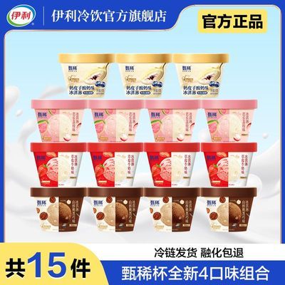 【15杯】伊利甄稀冰淇淋奶皮子芭乐草莓味核桃黑巧味组合