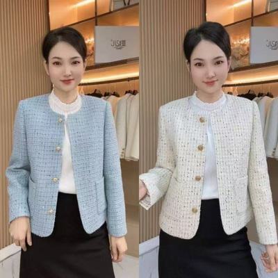 妈妈春季休闲百搭外套小个子时尚圆领上衣中年女士春秋小香风外套