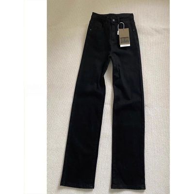 高个子黑色直筒窄版牛仔裤女春秋2026新款显瘦高腰显烟管裤拖地裤