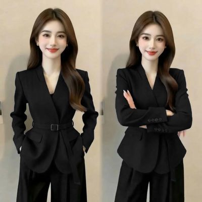 高级感腰带装饰外套女2026春新款复古通勤收腰显瘦西装【【7天内发货】