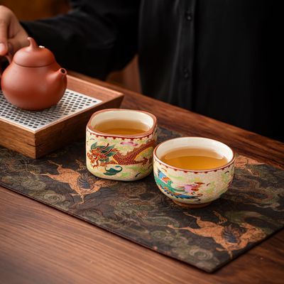 2026新款中式复古茶杯盏主人杯单杯龙凤对杯功夫品茗杯礼盒情侣款