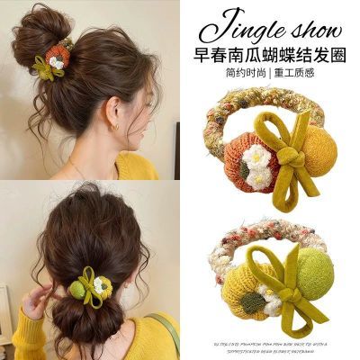 洋气时尚高级感秋冬南瓜毛球头绳皮筋发圈女丸子头发圈头花发饰新