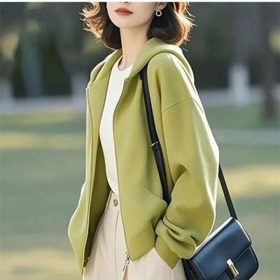 2026春秋开衫宽松长袖卫衣外套女休闲百搭减龄洋气设计感连帽外套