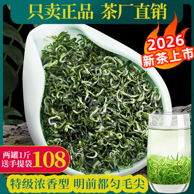 两罐1斤送手袋#贵州都匀毛尖绿茶茶叶2026新茶特级嫩芽散装浓香型