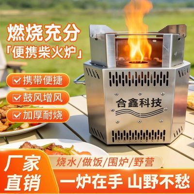合鑫无烟气化柴火炉整体不锈钢柴火灶炭炉户外露营无烟火炉优惠商品图片