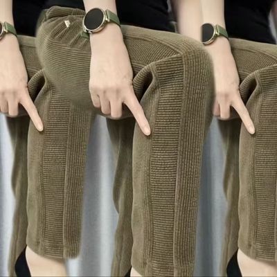 直筒裤新款2026春夏休闲裤欧条绒面料洋气时尚百搭宽松高腰裤子