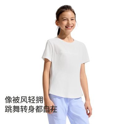 【moodytiger】柔软亲肤女童短袖T恤夏儿童排汗吸湿透气运动跑步舒适