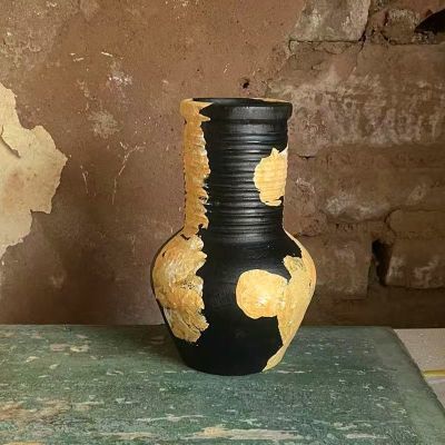 仿出土修复感陶罐手工捏制粗陶花器复古做旧桌面装饰干花专用花盆优惠商品图片