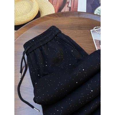 洋气满天星亮闪闪春秋新款阔腿裤小众休闲直筒裤子高腰显瘦长裤女
