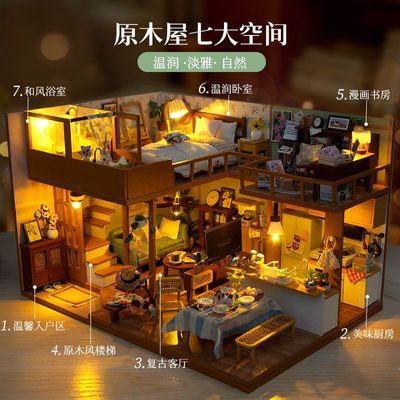 diy手工小屋房子模型木质拼装微缩场景儿童益智玩具生日礼物女生优惠商品图片