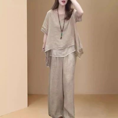 佐兰妮个性时尚文艺复古禅意风套装夏季宽松显瘦遮肚气质两件套女