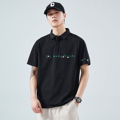 美式polo衫短袖男士2026夏季新款港风休闲时尚印花透气百搭T恤