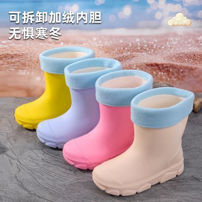 儿童雨鞋男童宝宝雨靴女童小学生防滑防水加绒保暖胶鞋短大童雨天