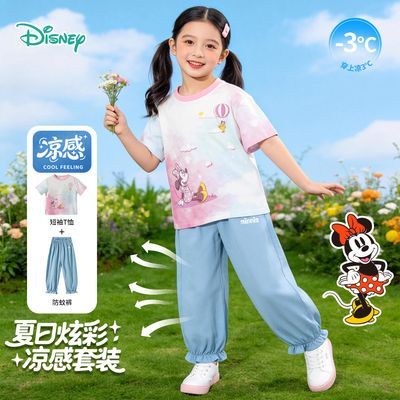 迪士尼缤纷夏日女童套装米奇短袖长裤套装ZD2FT045