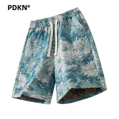 PDKN中式国潮风刺绣复古提花短裤男潮2026夏季潮流休闲薄款五分裤【3天内发货】