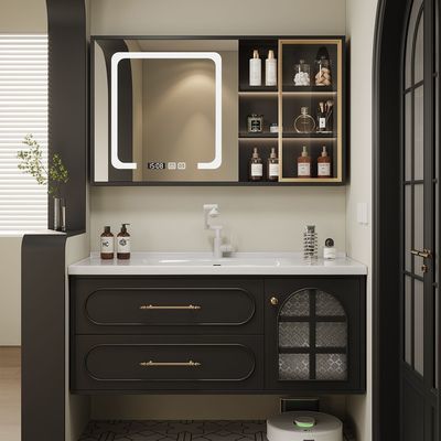 法式复古黑色浴室柜组合一体洗手池洗漱洗脸盆卫生间陶瓷卫浴定制