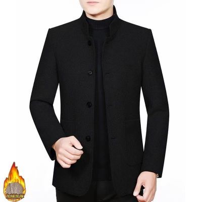 大牌清仓高档男士新款大衣潮流外套立领休闲加厚爸爸中年夹克外套