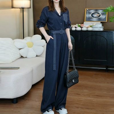 休闲洋气外穿阔腿裤时尚套装2026年秋季新款小众薄款系带收腰套装