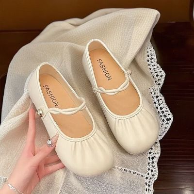 2026新款夏季法式复古圆头懒人凉拖鞋女褶皱气质浅口轻便舒适