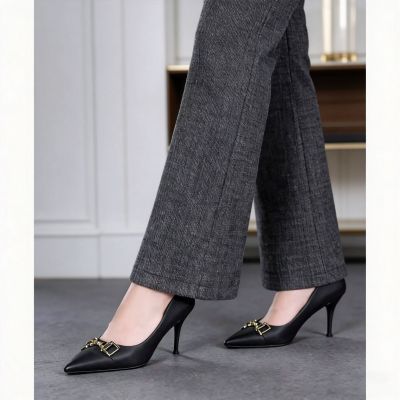 灰色微喇裤子女秋冬新款百搭高腰窄版百搭修身显瘦休闲喇叭裤