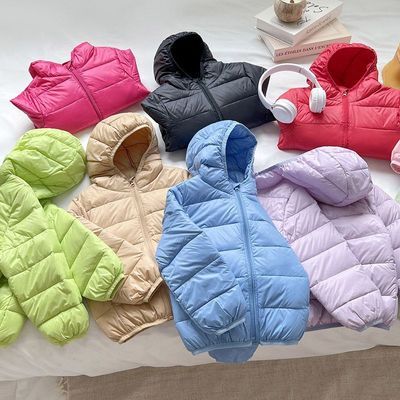 儿童羽绒棉服棉衣轻薄男童棉袄女童中大童外套短款连帽秋冬宝宝