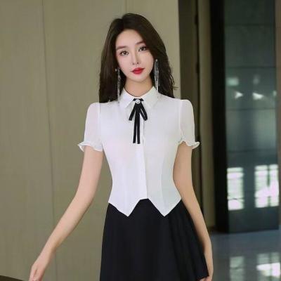 新款足浴足疗技师工作服ktv前台女气质白衬衫百褶裙减龄气质套装优惠商品图片