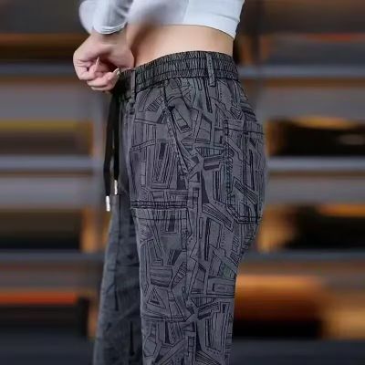 正品男士牛仔裤提花春秋休闲裤男士百搭潮流弹力直筒裤男舒适显瘦