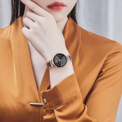 韩版女表职场镶钻百搭精致陶瓷手表女款高级轻奢品牌专柜腕表礼物