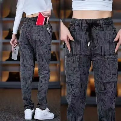 圣诞服饰~大码弹力男士裤提花百搭男士休闲裤百搭潮流直筒裤舒适