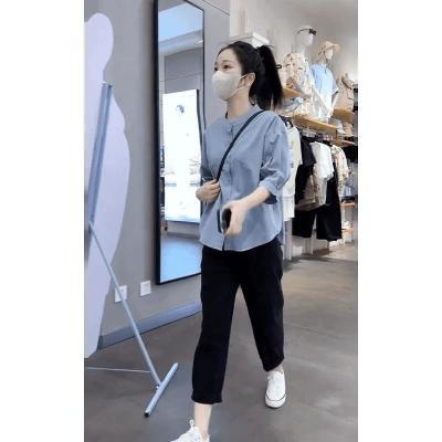 2026年流行漂亮夏装搭配一整套时尚炸街减龄小个子衬衫两件套休闲