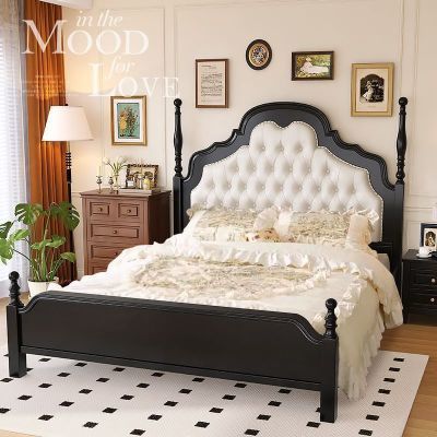 美式法式复古木床现代简约软包床主卧1.8双人床轻奢1.5安娜床床头