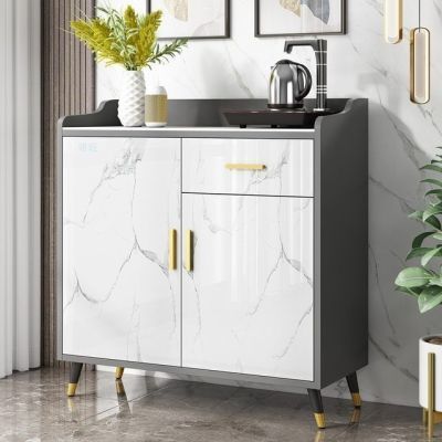 岩板餐边柜一体靠墙茶柜茶水柜简约小橱柜餐厅饮水机纯净水桶柜