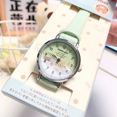 轻松熊联名正版防水手表女款学生初高中考试专用指针卡通石英表