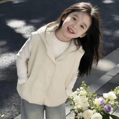 儿童马甲外套女童外穿2026春秋新款韩版男女童宽松无袖连帽坎肩【6天内发货】优惠商品图片