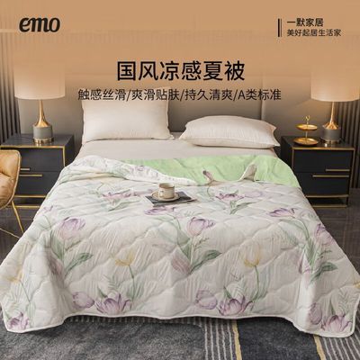 一默国风夏被夏季凉感丝凉被空调被透气可机洗单双人薄被子凉席